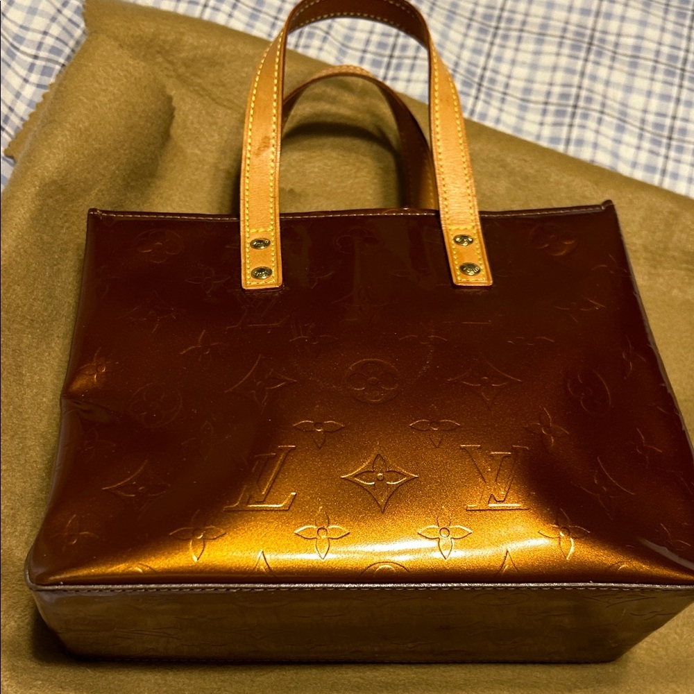 LV Monogram Vernis Reade Bronze MINI Tote Bag
